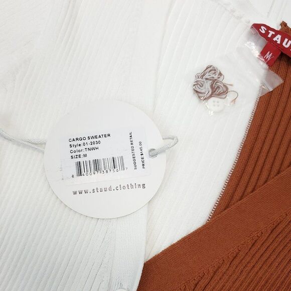 STAUD Sweater Cardigan Shoko Cargo Colorblock Ribbed - Picture 11 of 13